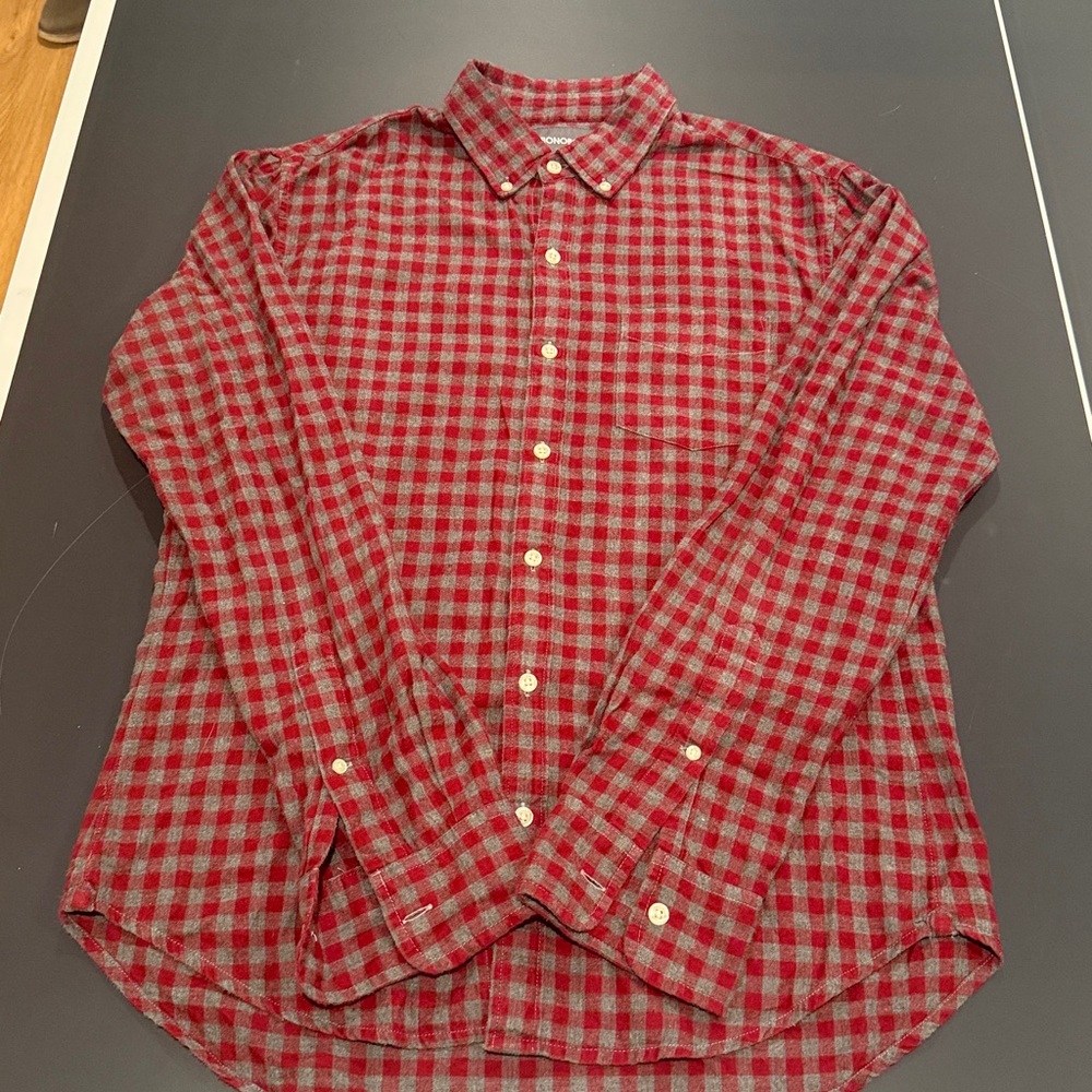 Bonobos Red and Gray Checkered Shirt flannel